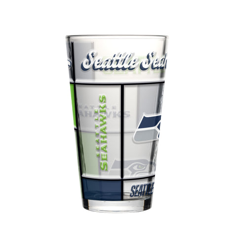 Seattle Seahawks Pint Glass 16oz Quilted Stained Boxed-0