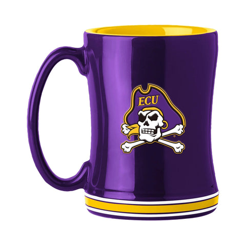 East Carolina Pirates Coffee Mug 14oz Sculpted Relief Team Color-0