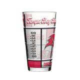 Tampa Bay Buccaneers Pint Glass 16oz Quilted Stained Boxed-0