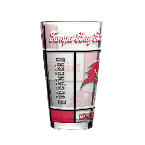Tampa Bay Buccaneers Pint Glass 16oz Quilted Stained Boxed-0