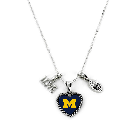 Michigan Wolverines Necklace Charmed Sport Love Football-0