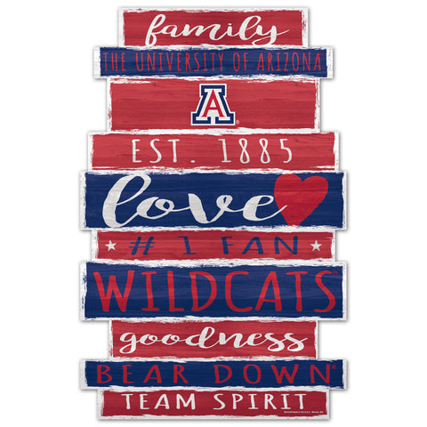 Arizona Wildcats Sign 11x17 Wood Family Word Design-0