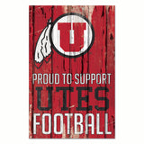 Utah Utes Sign 11x17 Wood Proud to Support Design-0