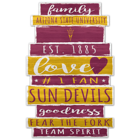 Arizona State Sun Devils Sign 11x17 Wood Family Word Design-0