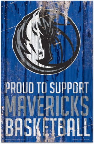 Dallas Mavericks  Sign 11x17 Wood Proud to Support Design-0