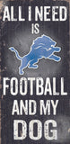 Detroit Lions Wood Sign - Football and Dog 6"x12"-0
