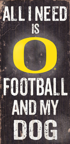 Oregon Ducks Wood Sign - Football and Dog 6"x12"-0