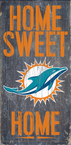 Miami Dolphins Wood Sign - Home Sweet Home 6"x12"-0