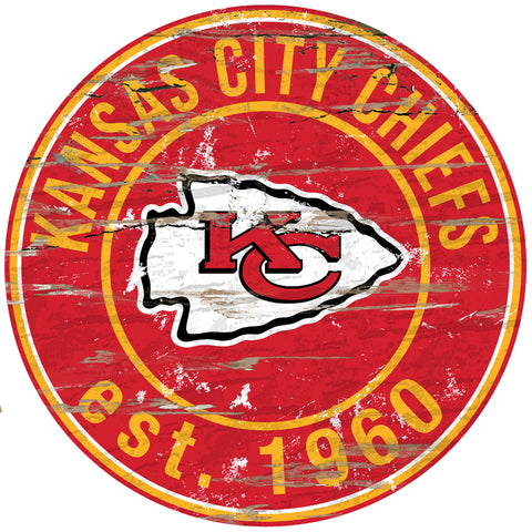 Kansas City Chiefs Wood Sign - 24" Round - Special Order-0