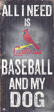 St. Louis Cardinals Sign Wood 6x12 Baseball and Dog Design-0