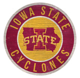 Iowa State Cyclones Sign Wood 12 Inch Round State Design-0