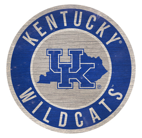Kentucky Wildcats Sign Wood 12 Inch Round State Design - Special Order-0