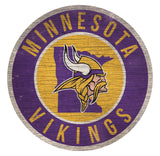 Minnesota Vikings Sign Wood 12 Inch Round State Design-0