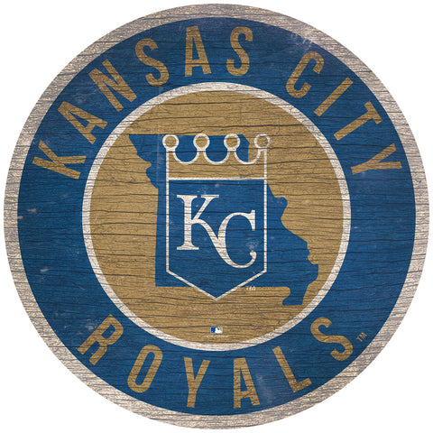 Kansas City Royals Sign Wood 12 Inch Round State Design-0