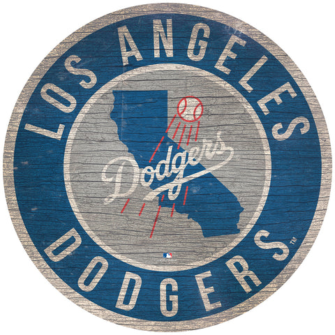 Los Angeles Dodgers Sign Wood 12 Inch Round State Design-0