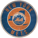 New York Mets Sign Wood 12 Inch Round State Design-0