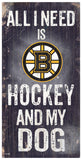 Boston Bruins Sign Wood 6x12 Hockey and Dog Design-0