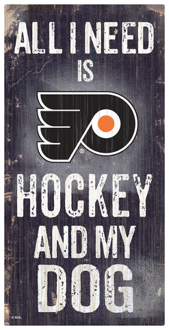 Philadelphia Flyers Sign Wood 6x12 Hockey and Dog Design-0