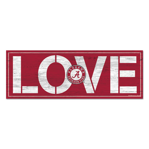 Alabama Crimson Tide Sign 8x23 Wood Love-0