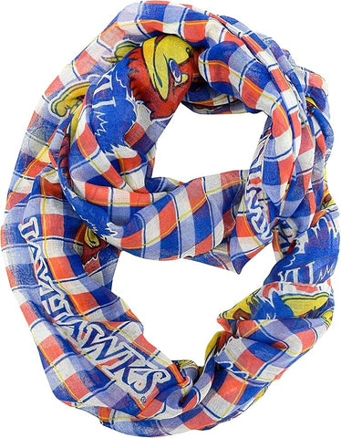 Kansas Jayhawks Scarf Infinity Plaid-0