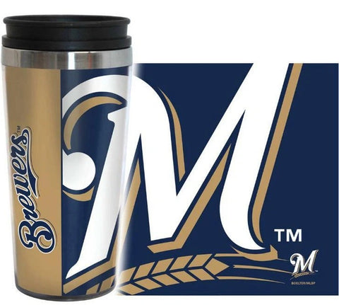 Milwaukee Brewers Travel Mug 14oz Full Wrap Style Hype Design-0