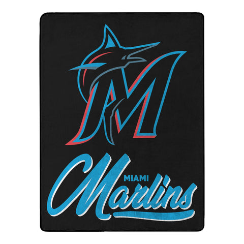 Miami Marlins Blanket 50x60 Raschel Signature Design-0