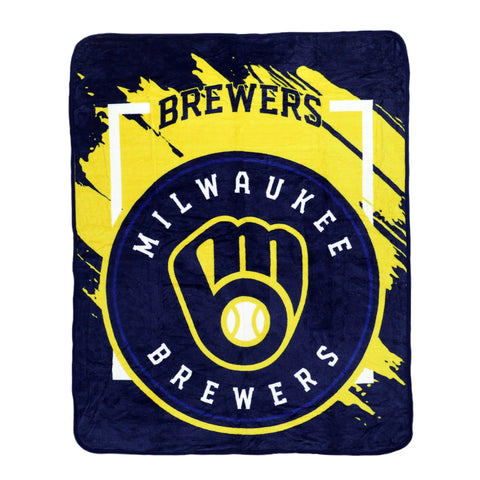 Milwaukee Brewers Blanket 46x60 Micro Raschel Dimensional Design Rolled-0