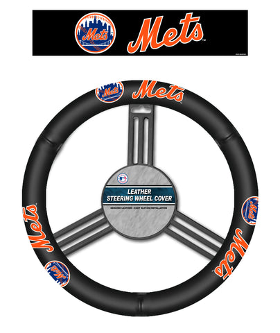 New York Mets Steering Wheel Cover Leather-0