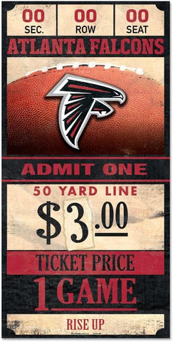 Atlanta Falcons Sign 6x12 Wood Ticket-0