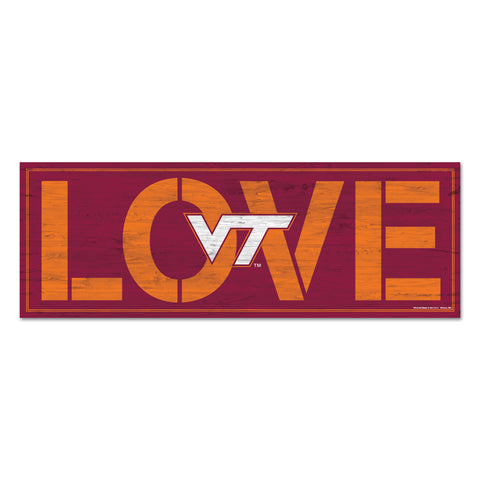 Virginia Tech Hokies Sign 8x23 Wood Love-0