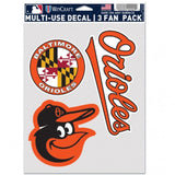 Baltimore Orioles Decal Multi Use Fan 3 Pack Special Order-0