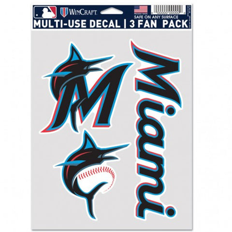 Miami Marlins Decal Multi Use Fan 3 Pack Special Order-0