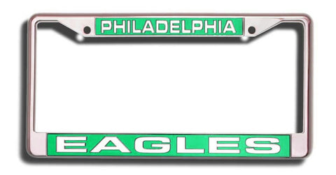 Philadelphia Eagles License Plate Frame Laser Cut Chrome-0