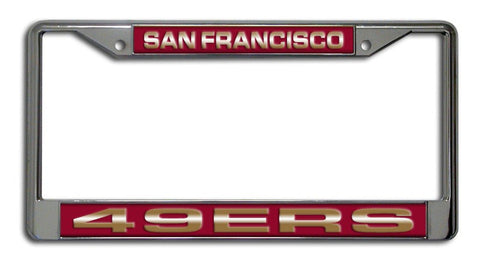 San Francisco 49ers License Plate Frame Laser Cut Chrome-0