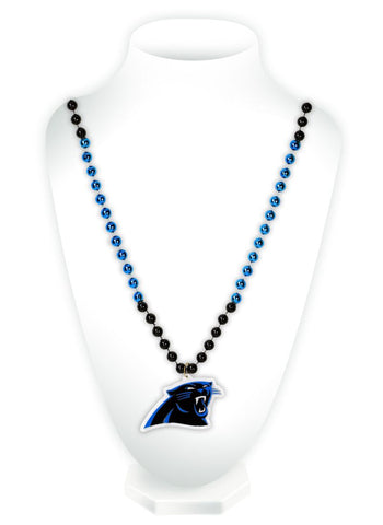 Carolina Panthers Beads with Medallion Mardi Gras Style-0