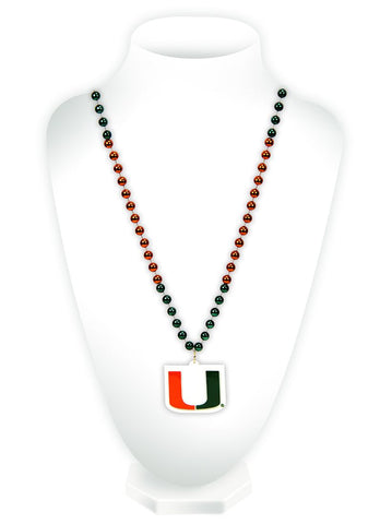Miami Hurricanes Beads with Medallion Mardi Gras Style-0