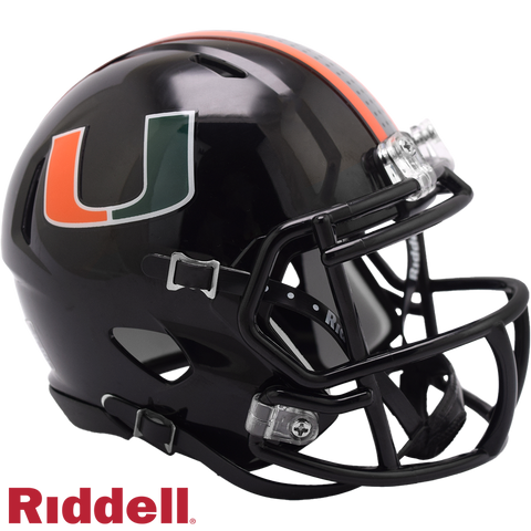 Miami Hurricanes Helmet Riddell Replica Mini Speed Style Black-0