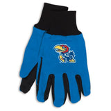 Kansas Jayhawks Gloves Two Tone Style Adult Size Solid-0