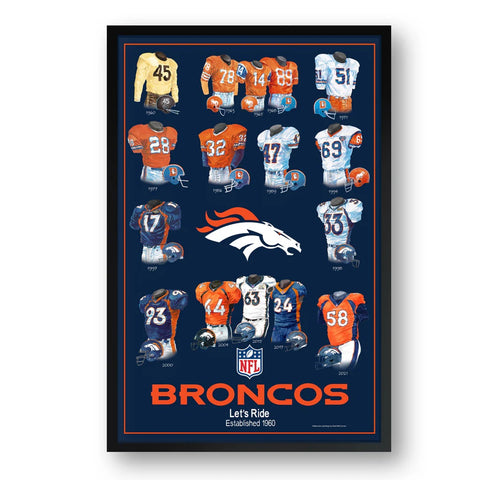 Denver Broncos Framed Print 10x13 Uniform Heritage-0