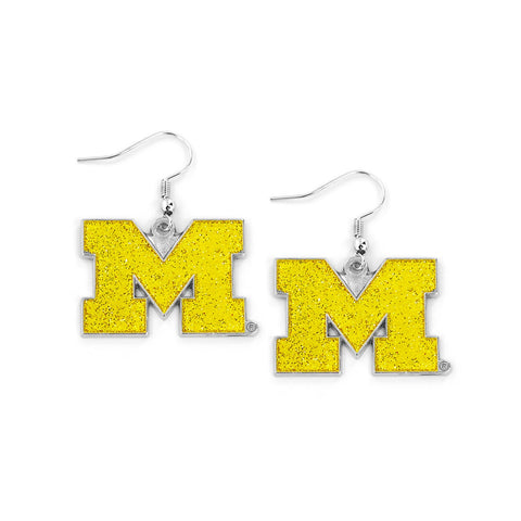 Michagan Wolverines Earrings Glitter Dazzle-0