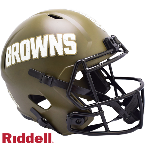 Cleveland Browns Helmet Riddell Replica Full Size Speed Style Salute To Service-0