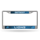 Detroit Lions License Plate Frame Chrome Printed Insert-0