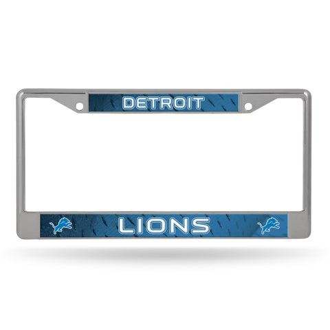 Detroit Lions License Plate Frame Chrome Printed Insert-0