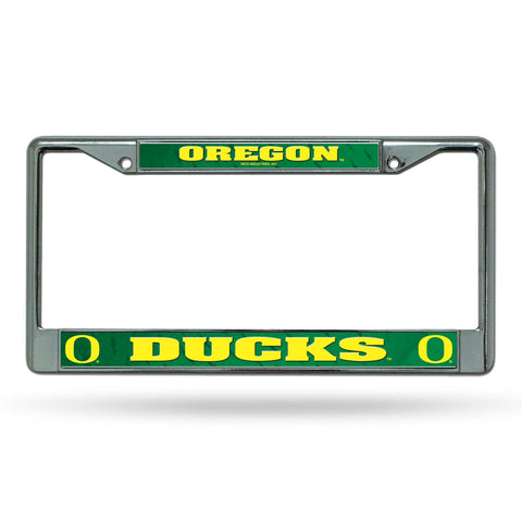 Oregon Ducks License Plate Frame Chrome Printed Insert-0