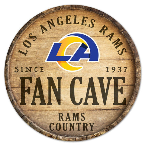 Los Angeles Rams Sign Wood 14 Inch Round Barrel Top Design-0