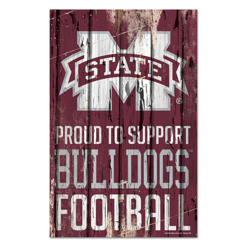 Mississippi State Bulldogs Sign 11x17 Wood Proud to Support Design - Special Order-0