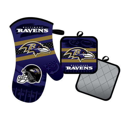 Baltimore Ravens Oven Mitt and Pot Holder Set-0