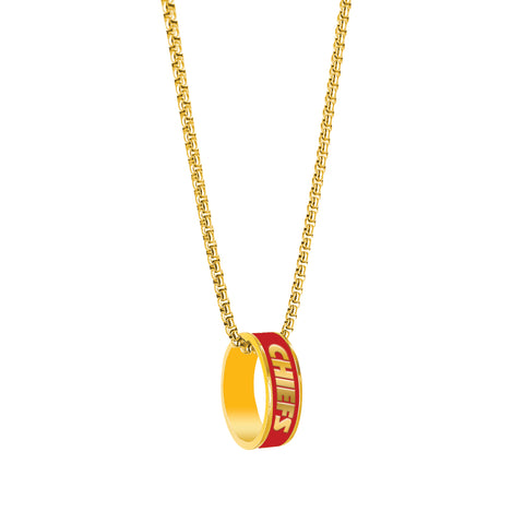 Kansas City Chiefs Necklace Fashion Ring Pendant Gold-0