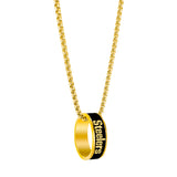 Pittsburgh Steelers Necklace Fashion Ring Pendant Gold-0