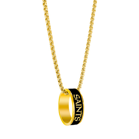 New Orleans Saints Necklace Fashion Ring Pendant Gold-0